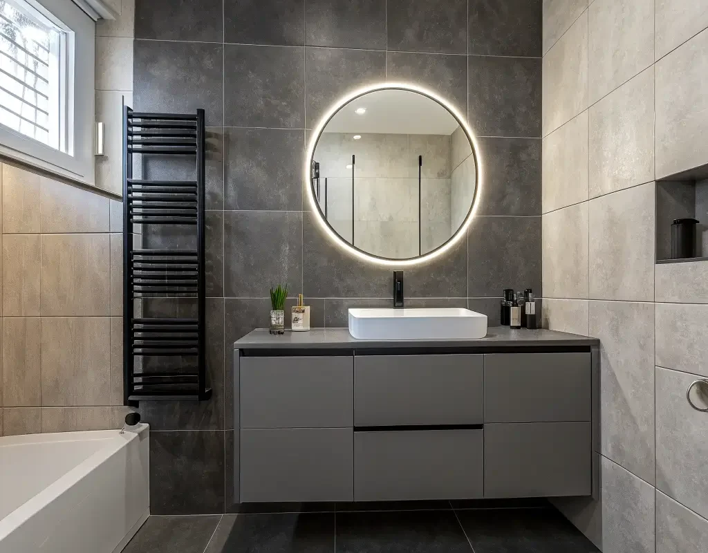 Two Tone Grey Tile Wall Design