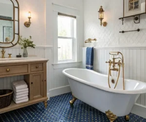 Vintage Blue Penny Tile Design