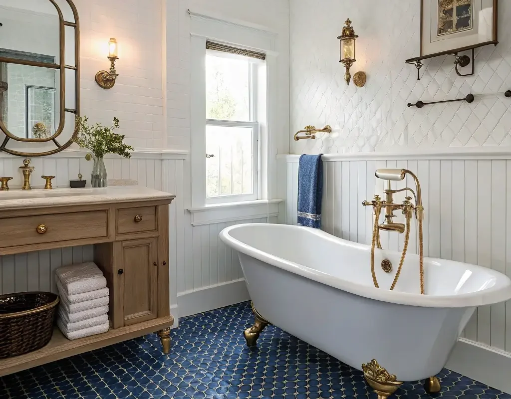 Vintage Blue Penny Tile Design