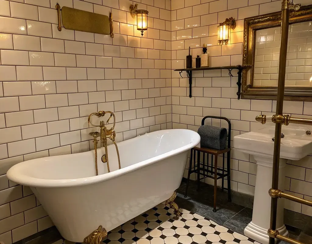 Vintage Subway Tile Retro Bathroom