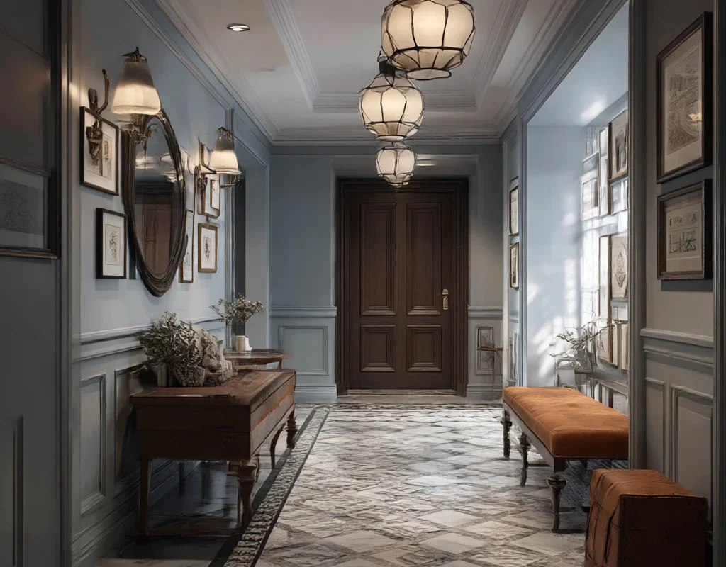 Warm Rustic Hallway with Natural Textures