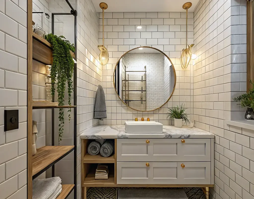 White Subway Tiles Paired with Marble Countertops