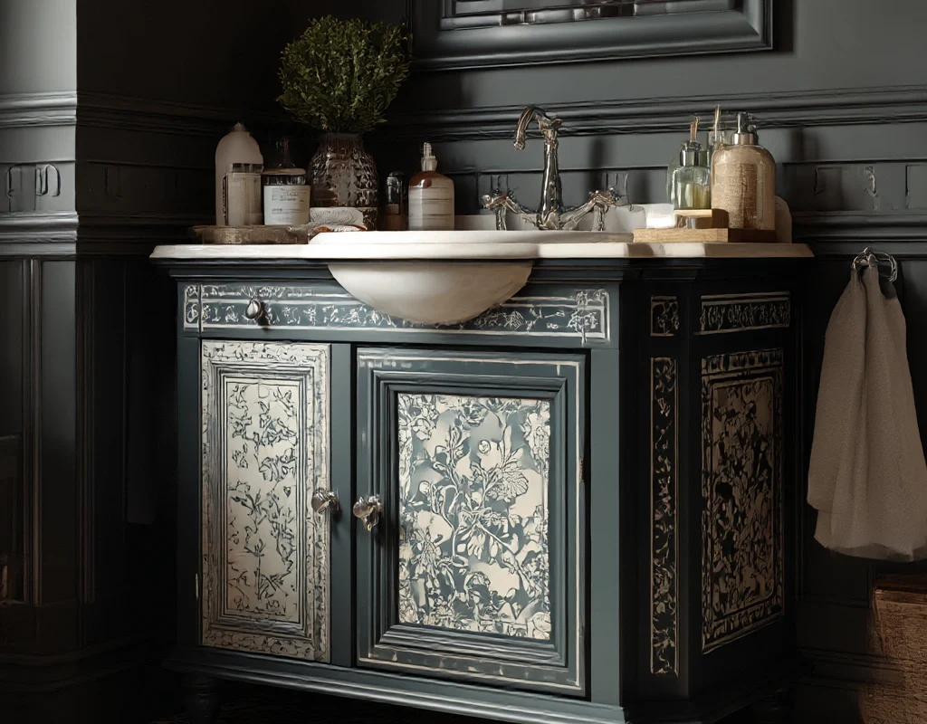 elegant charcoal floral vanity
