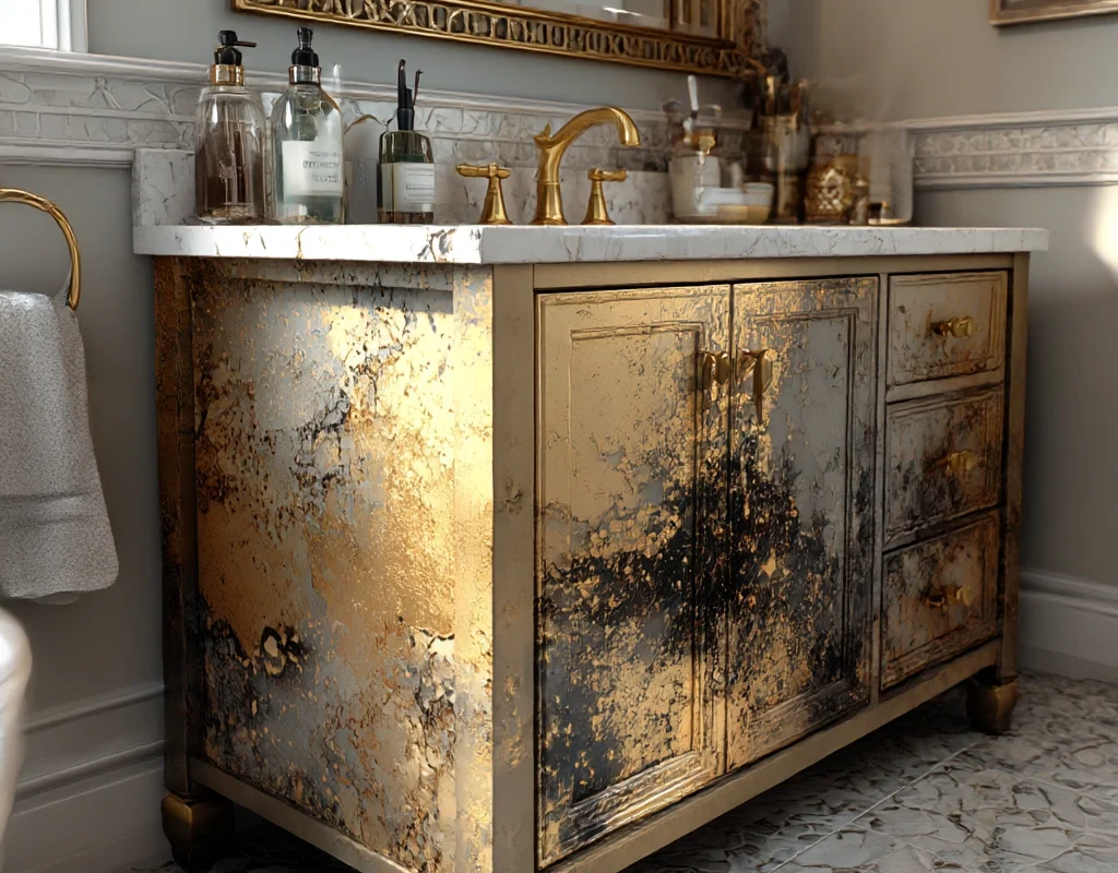 luxurious gold leaf vanity design