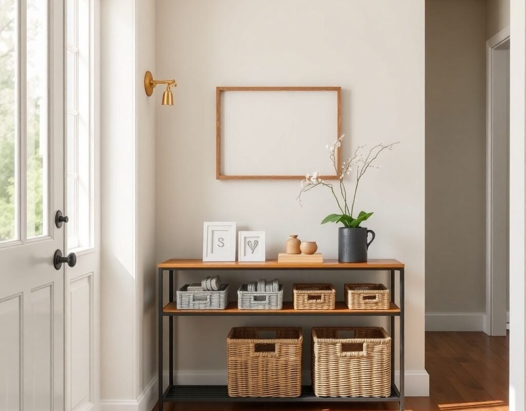 add baskets under the console