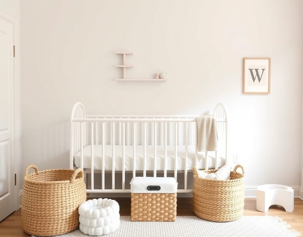 basket storage for easy cleanup