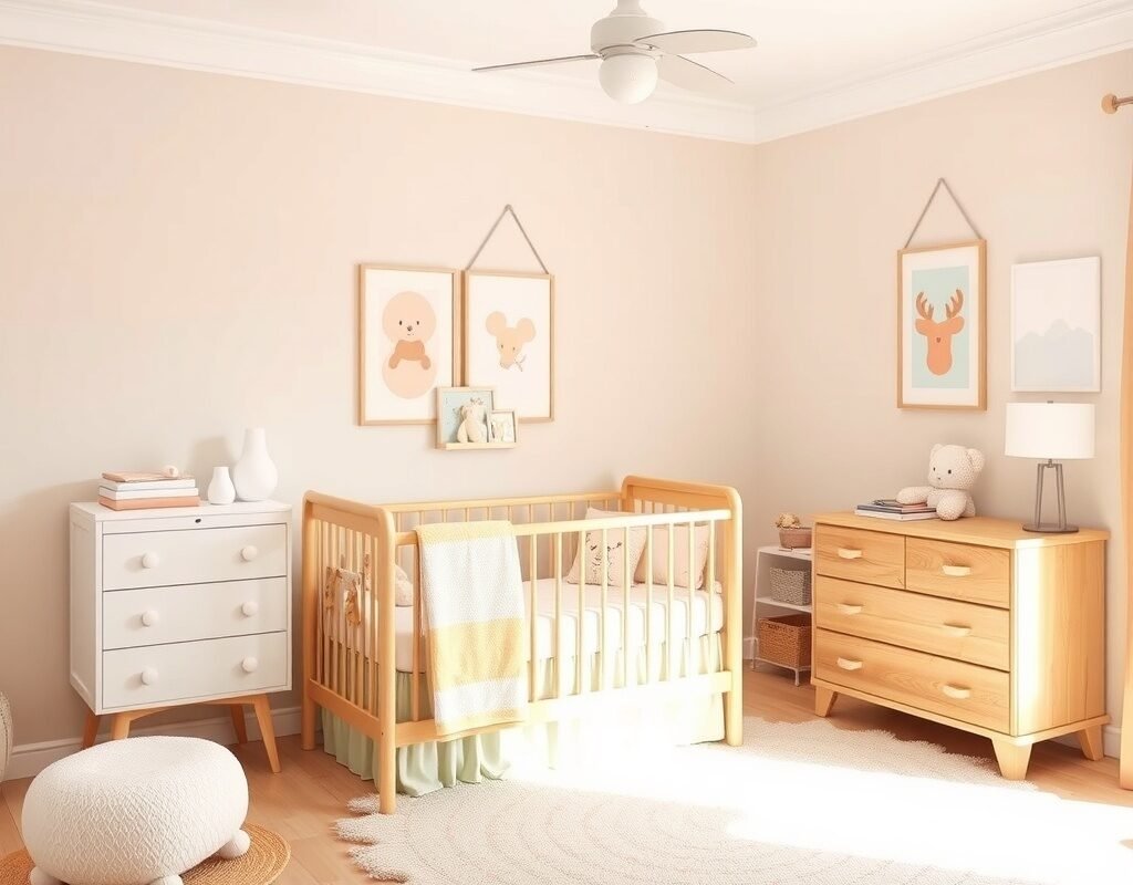 beige and white with natural wood