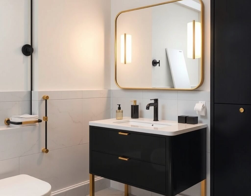 black or brass fixtures for contrast