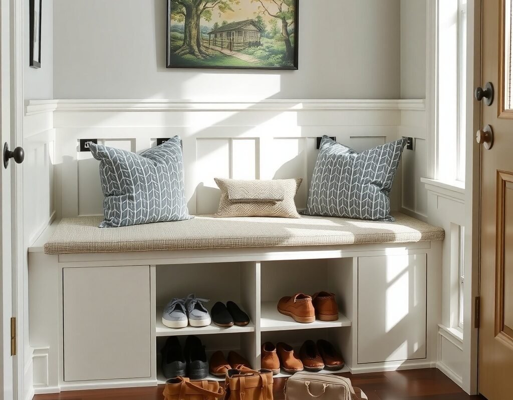 built in bench with storage