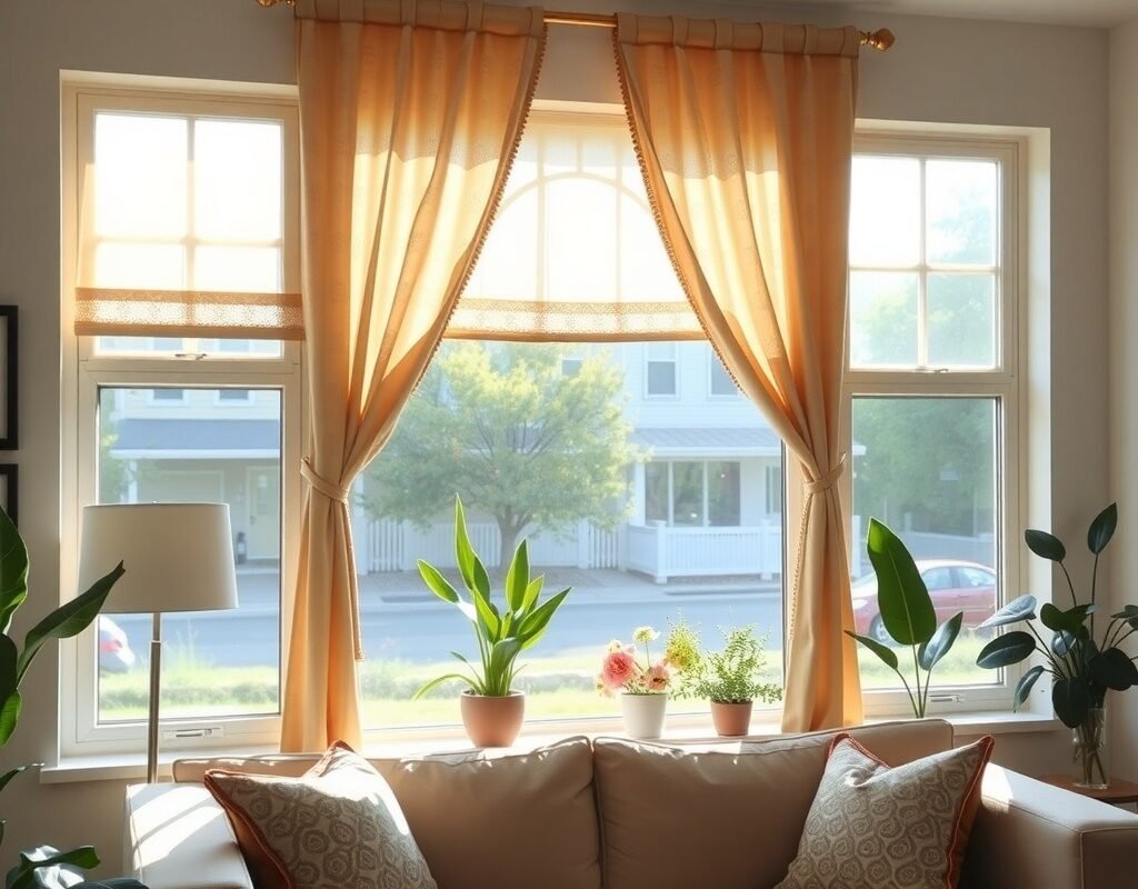 cafe style half curtains for street facing windows