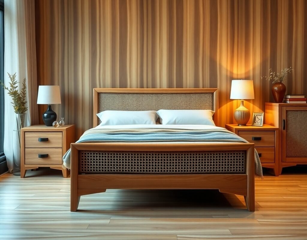 cane and wood set trendy