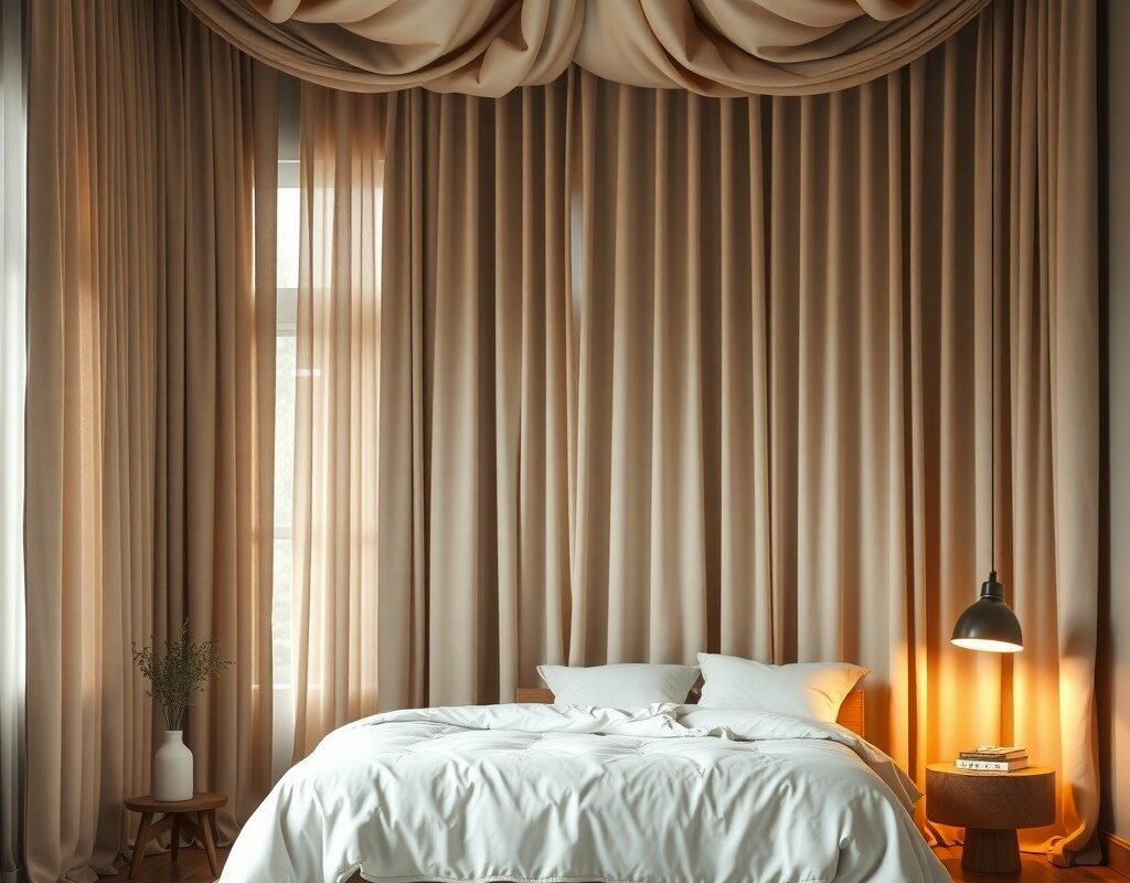 ceiling to floor curtains to make the room feel ta