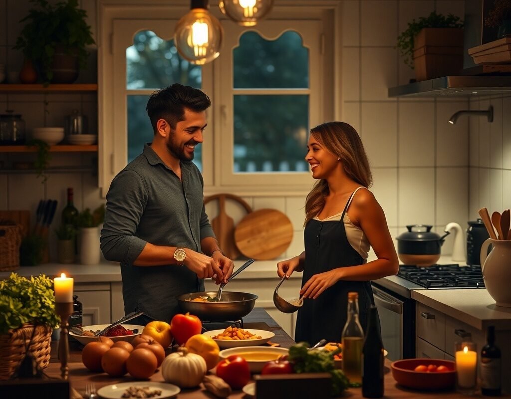 cook dinner together at home