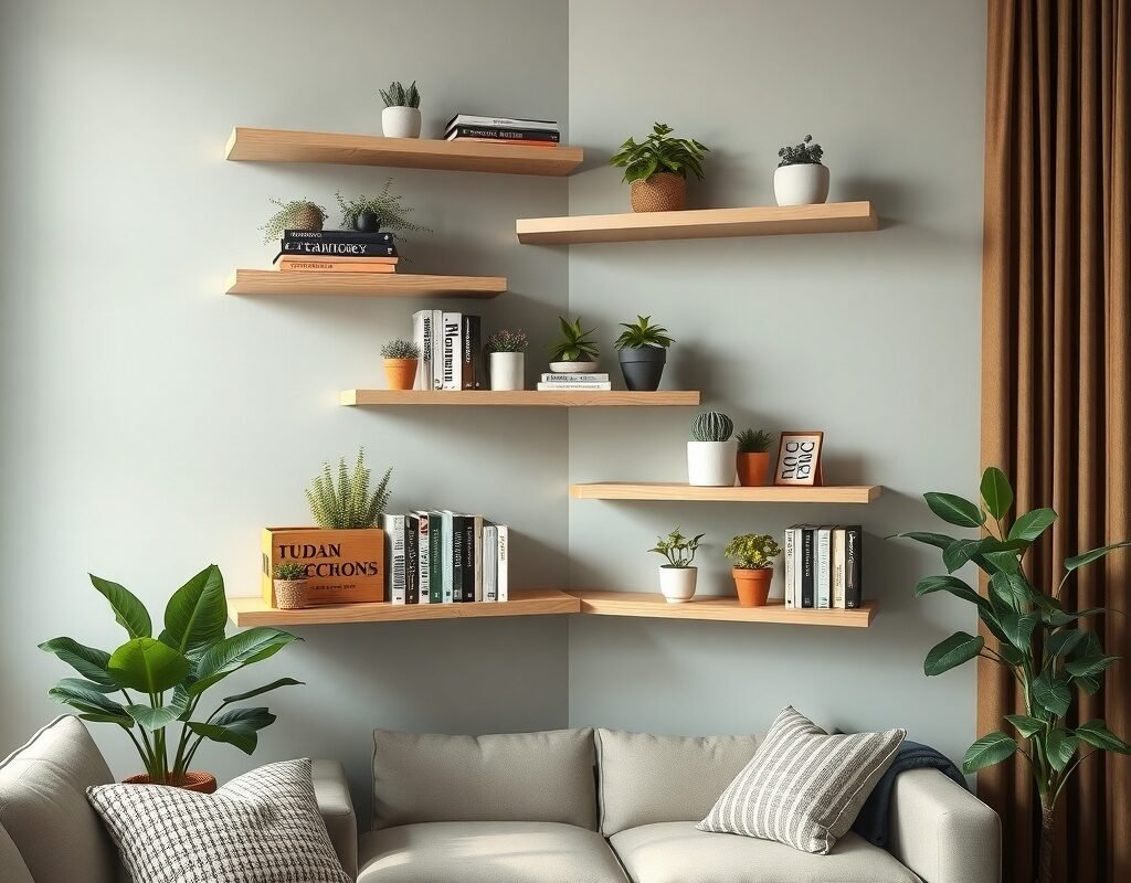 corner floating shelves
