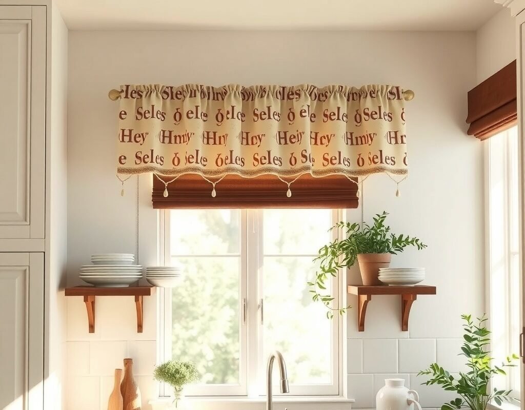 curtain valance only paired with open shelves for