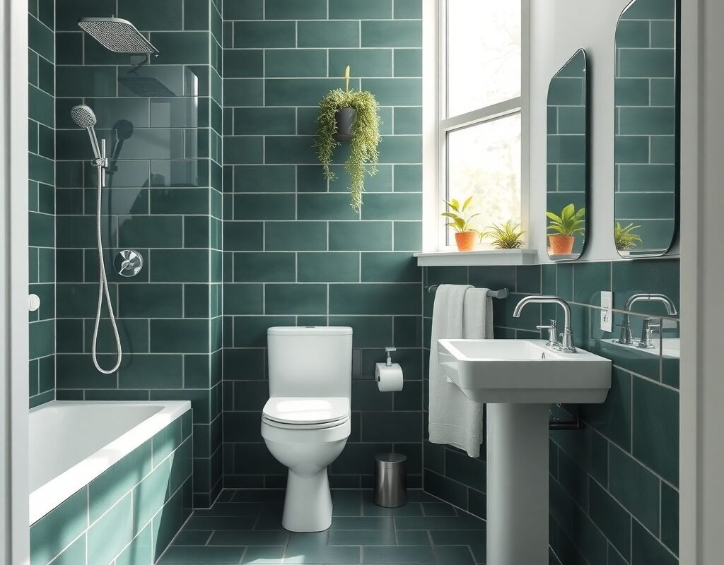 deep forest green floor tiles