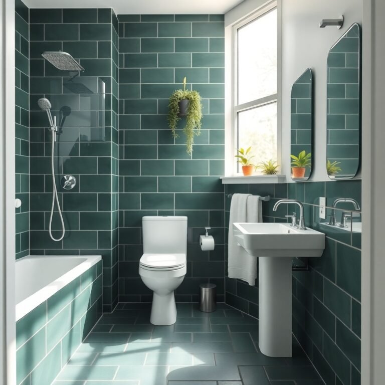 deep forest green floor tiles