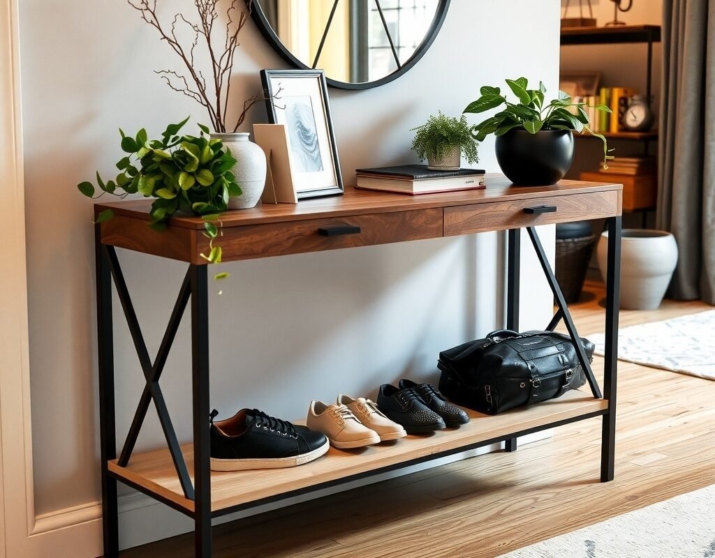 entryway console with lower shelf