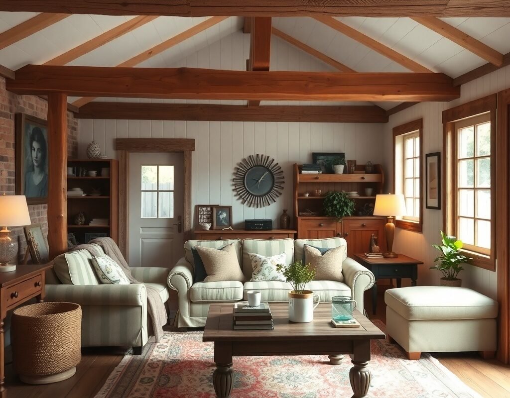 exposed wood beams or accents