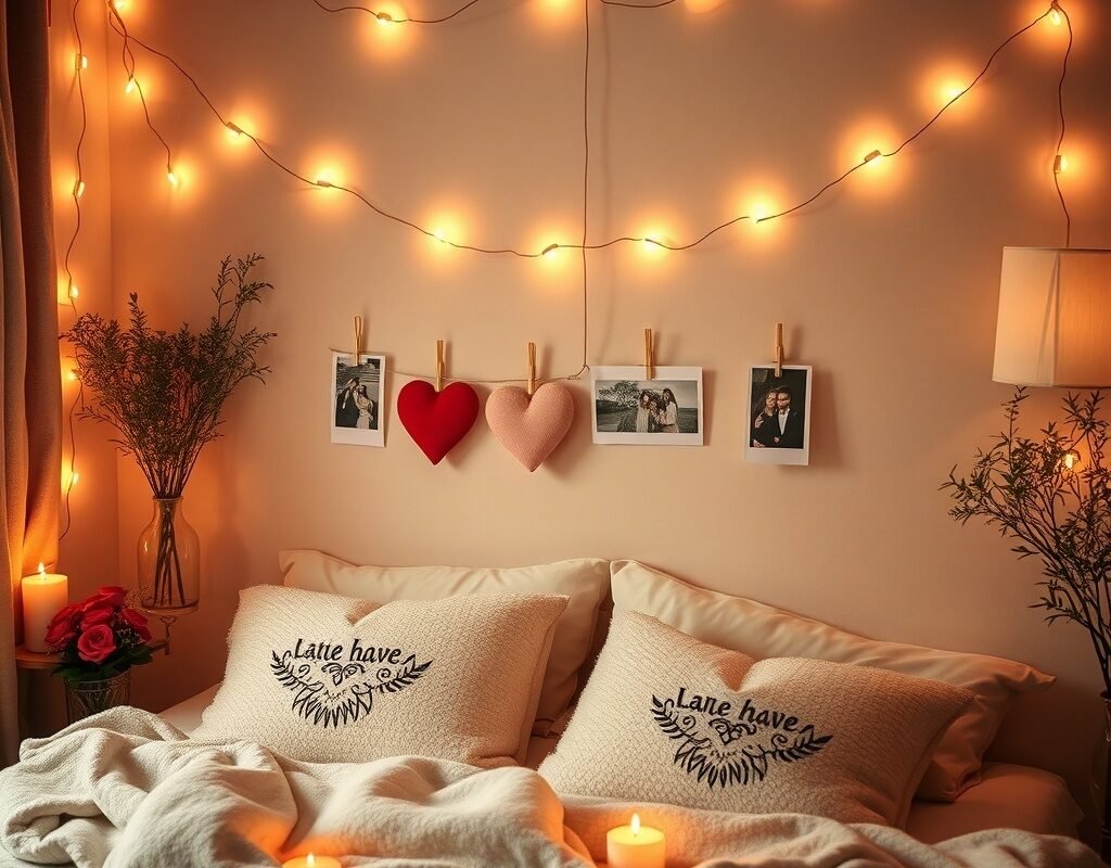 fairy lights with heart clips