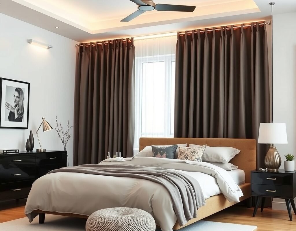 floor length blackout curtains hung close to the c