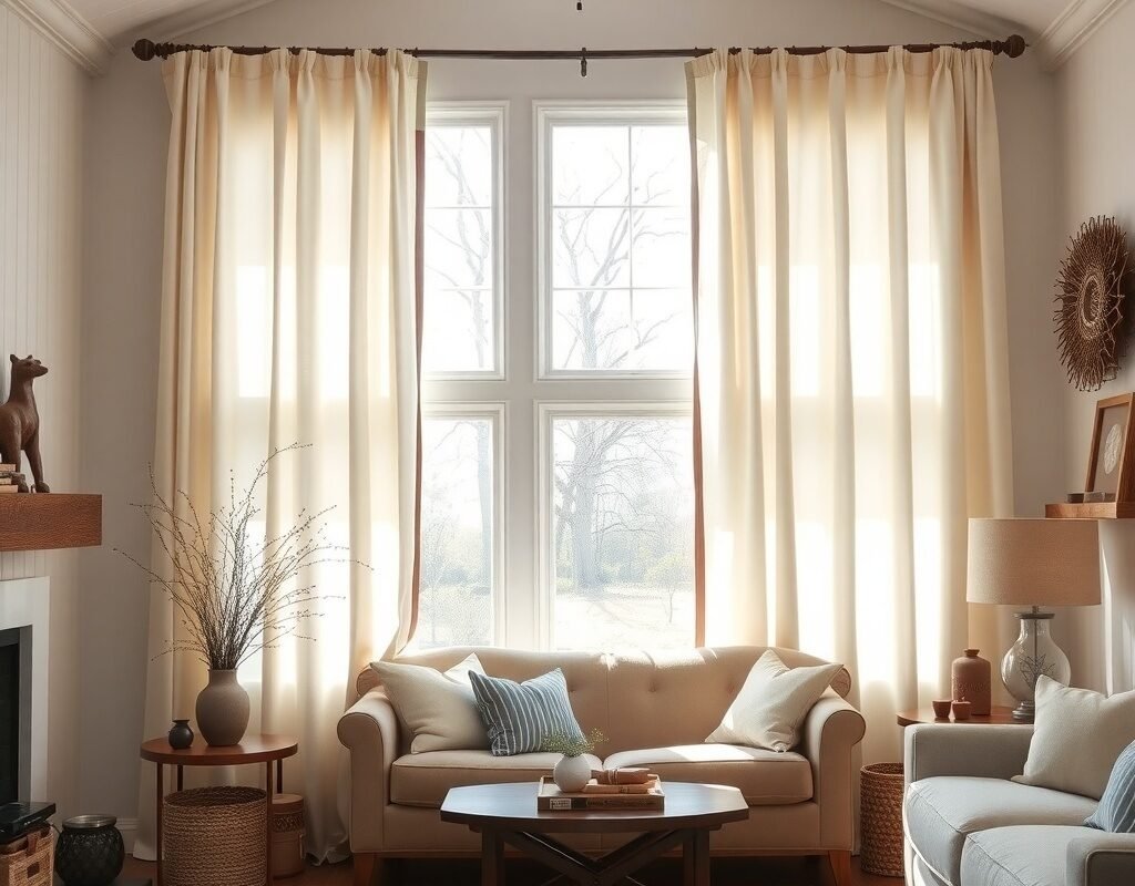 floor length curtains hung close to the ceiling fo