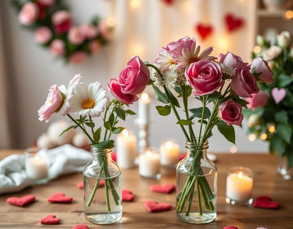 fresh flowers in simple vases