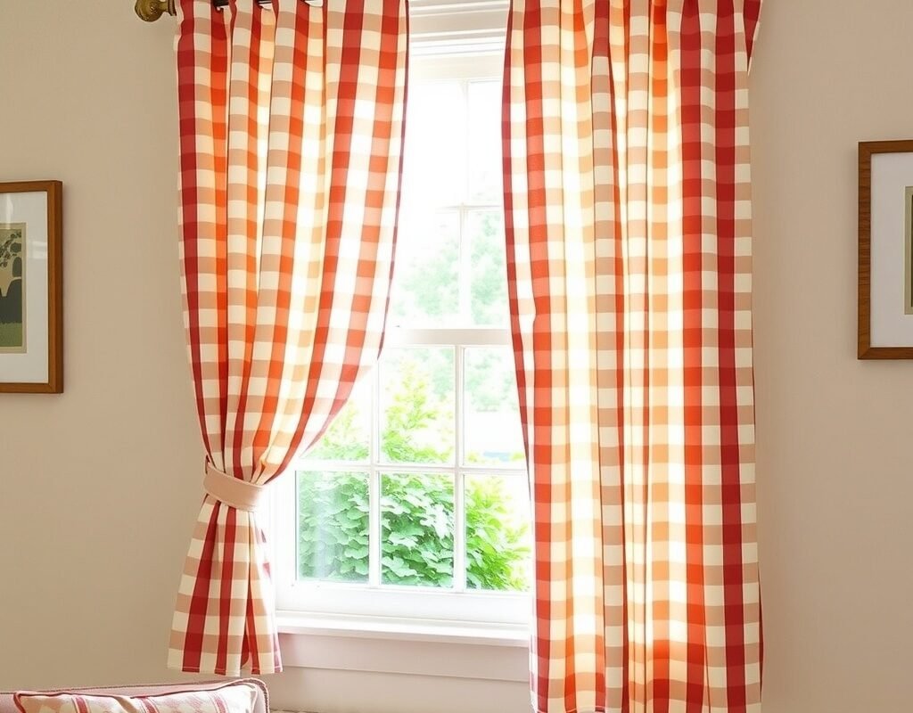 gingham short curtains