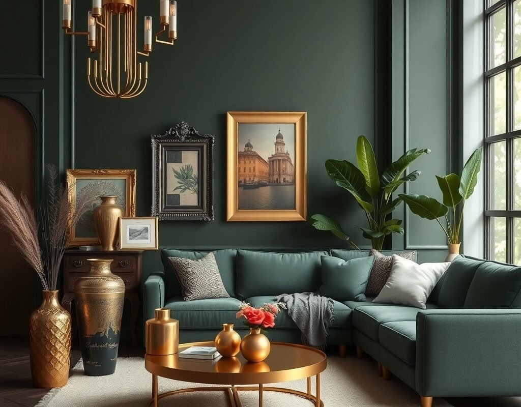 gold or brass accents