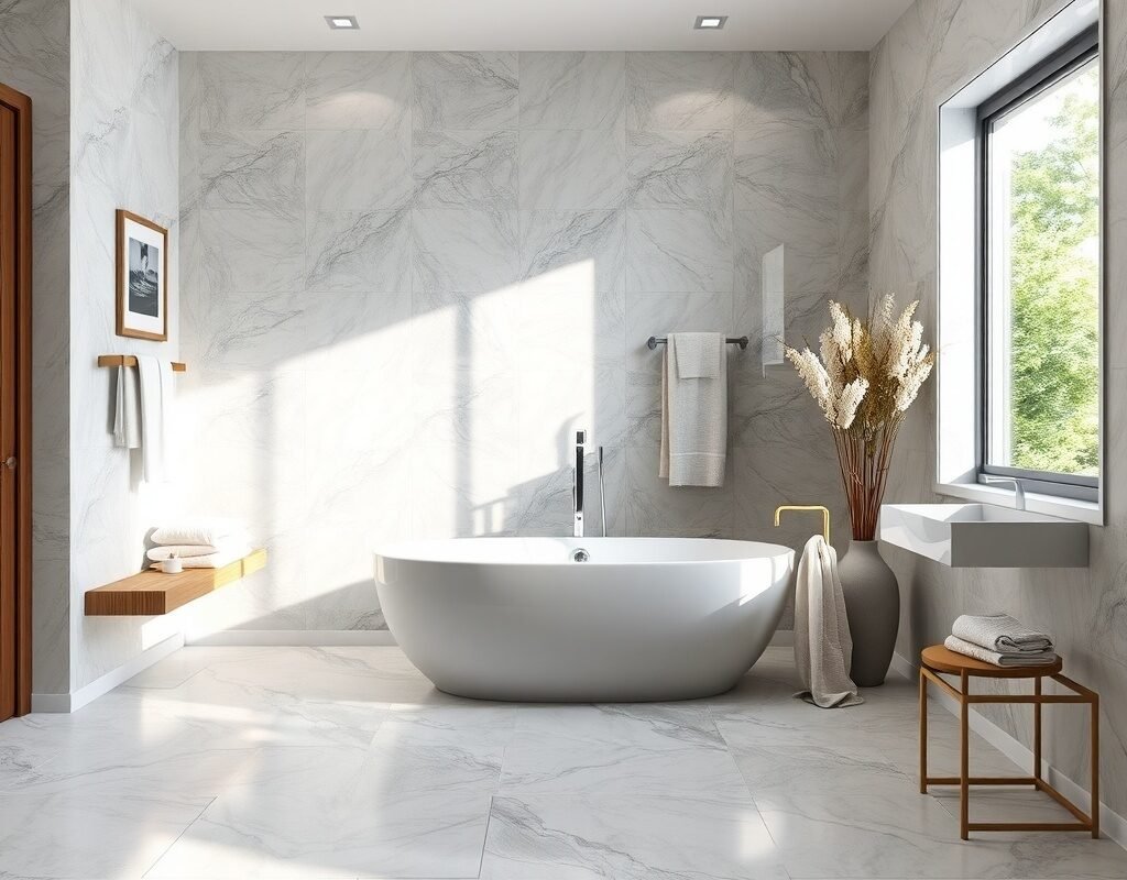 gray marble style tiles