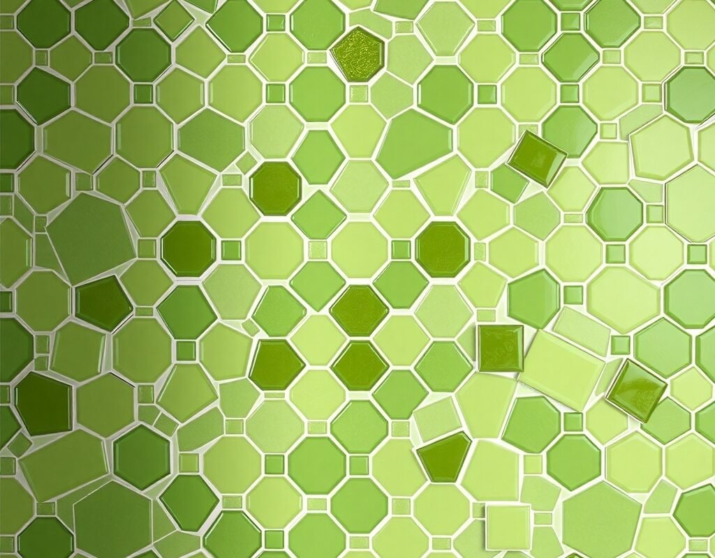 green hexagon pattern