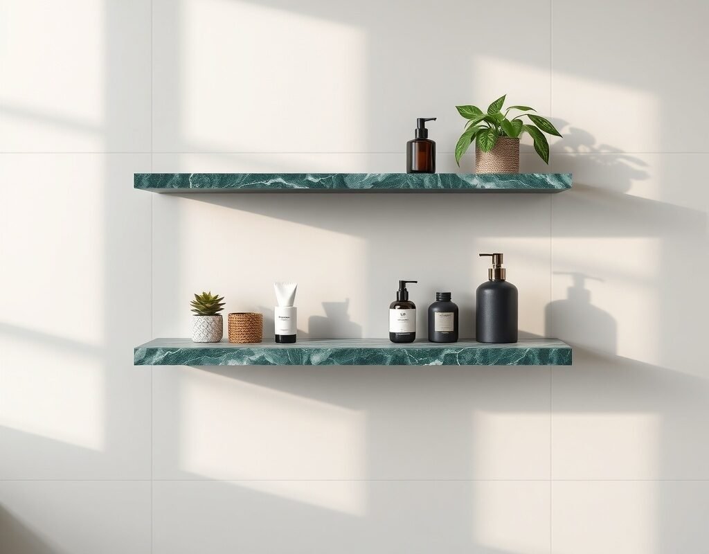 green marble floating shelf