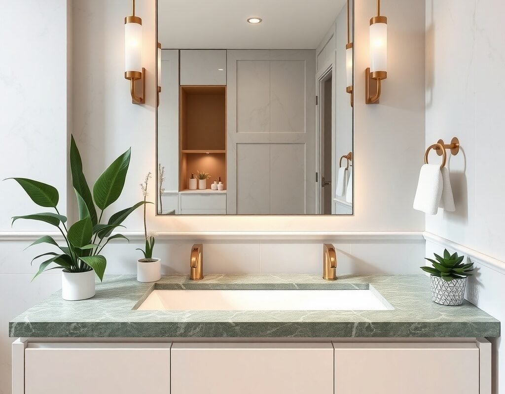 green marble vanity top