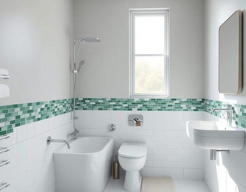 green mosaic accent strip