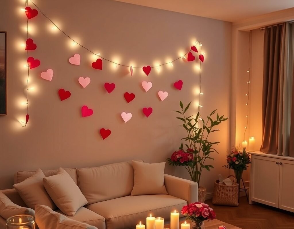 heart garland on the wall
