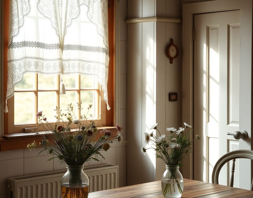 lace trim cafe curtains for a vintage farmhouse vi