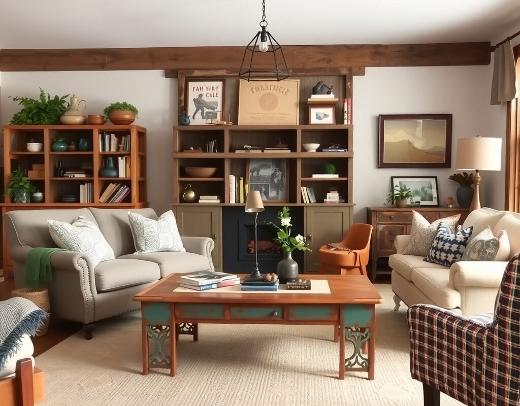 mix of vintage and modern pieces