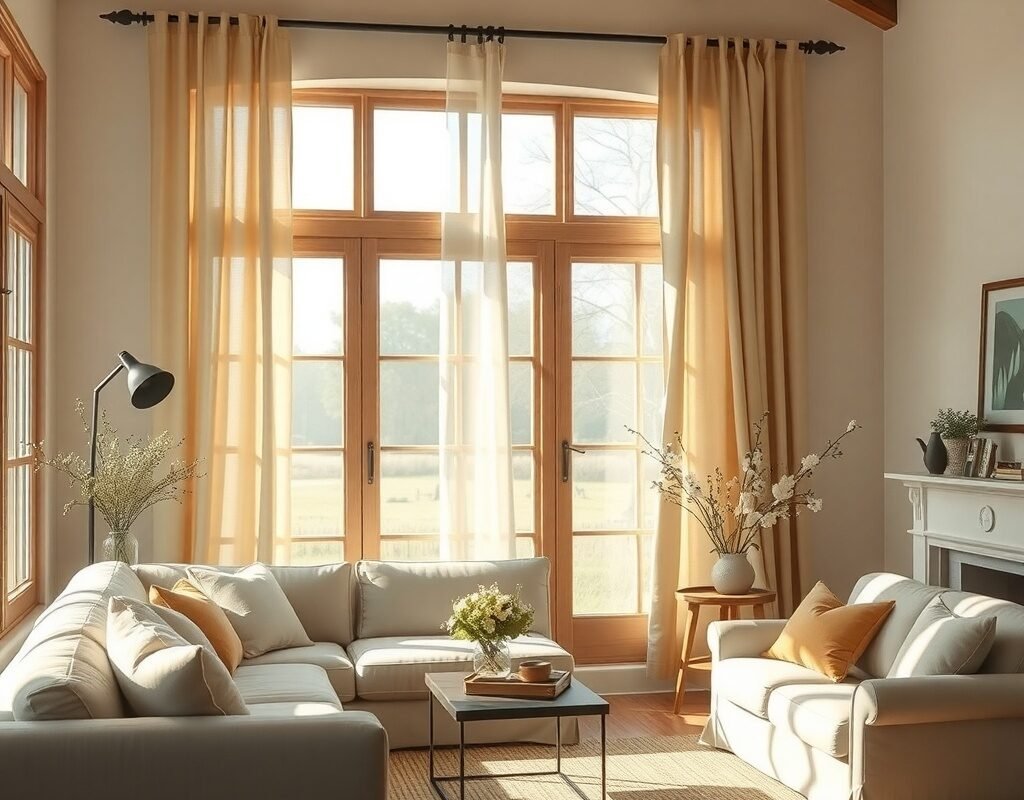 natural linen curtains in warm beige