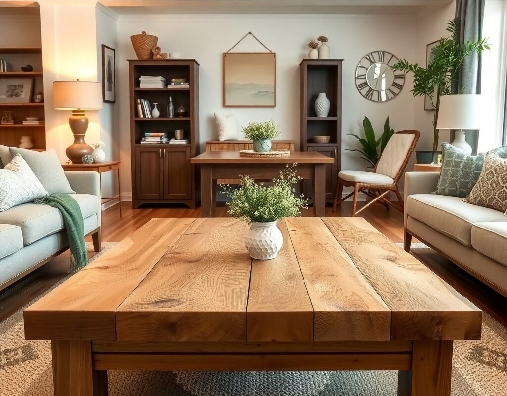 natural wood coffee table