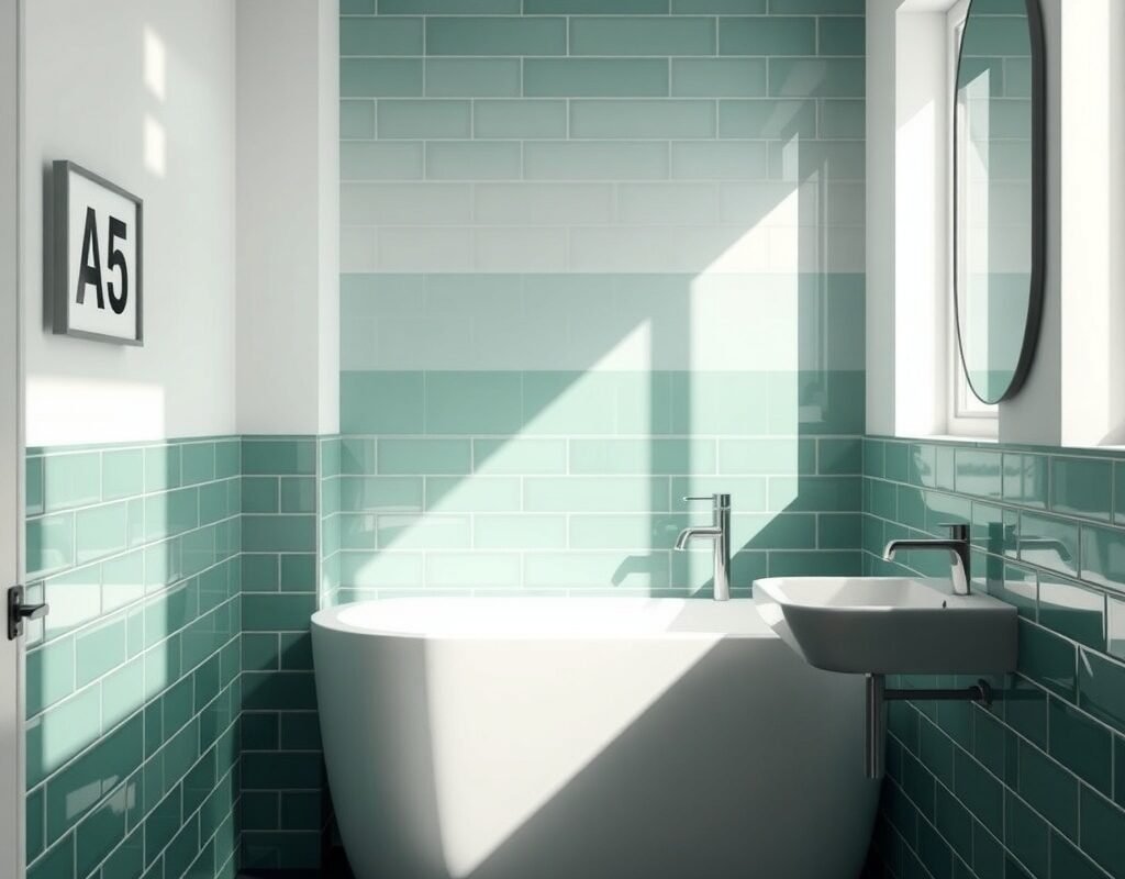 ombre green tile wall
