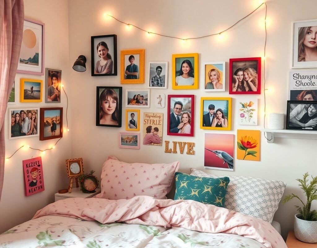 personal photo and art wall