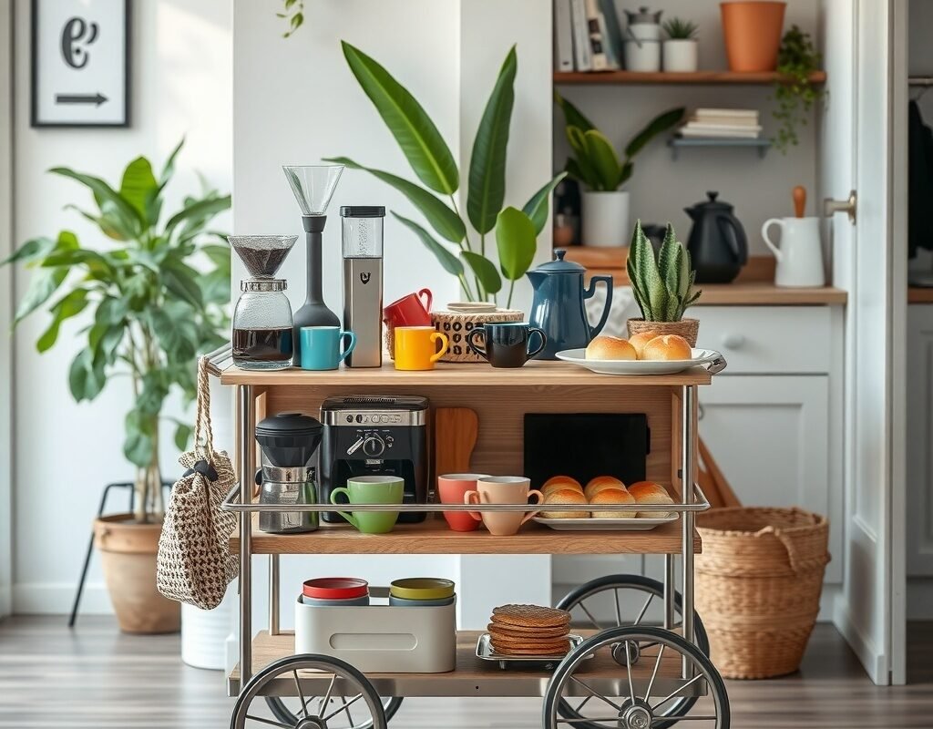 rolling coffee cart