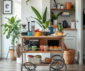 rolling coffee cart