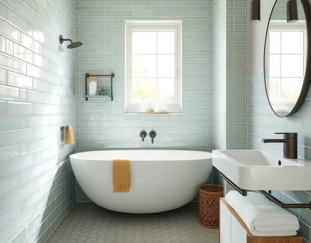 sage green matte tiles