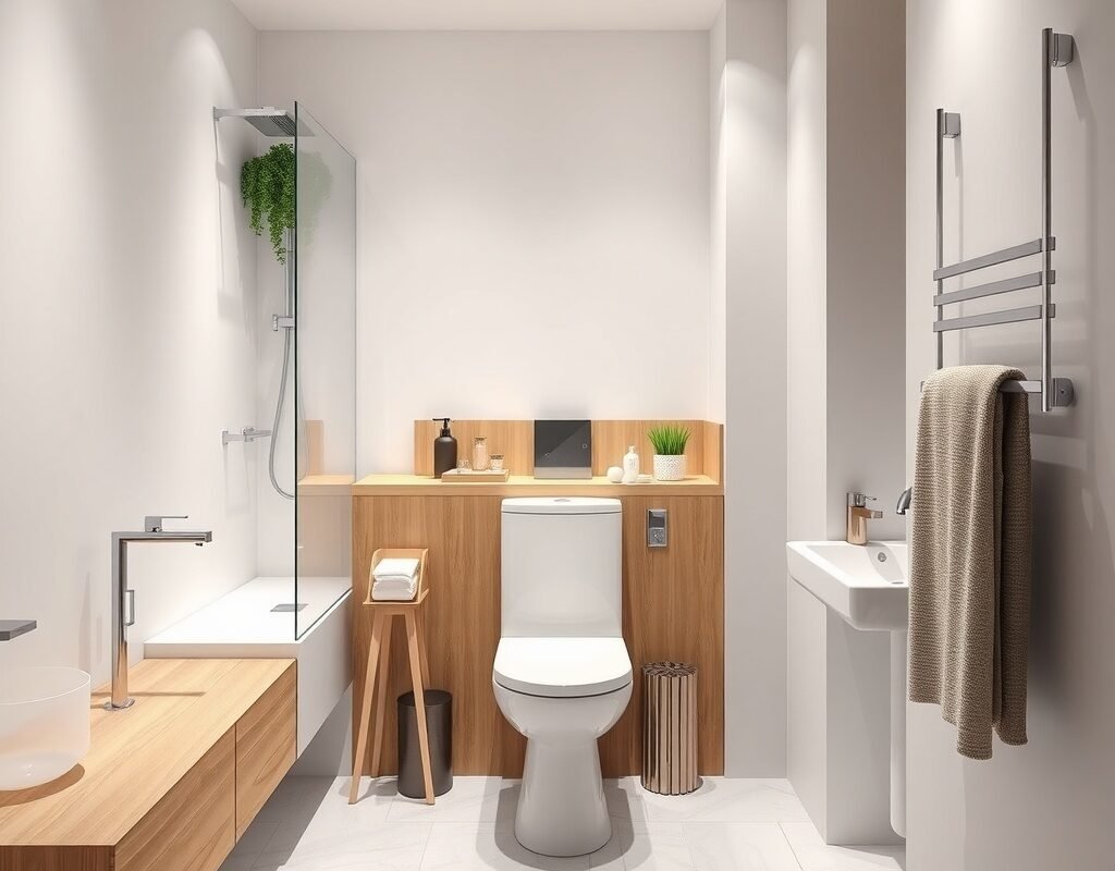 separate toilet zone with half wall