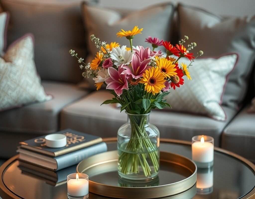 small vase with fresh flowers