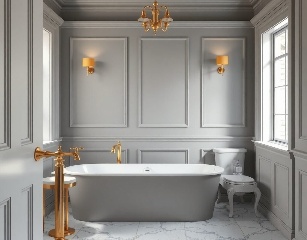 soft gray plus brass accents