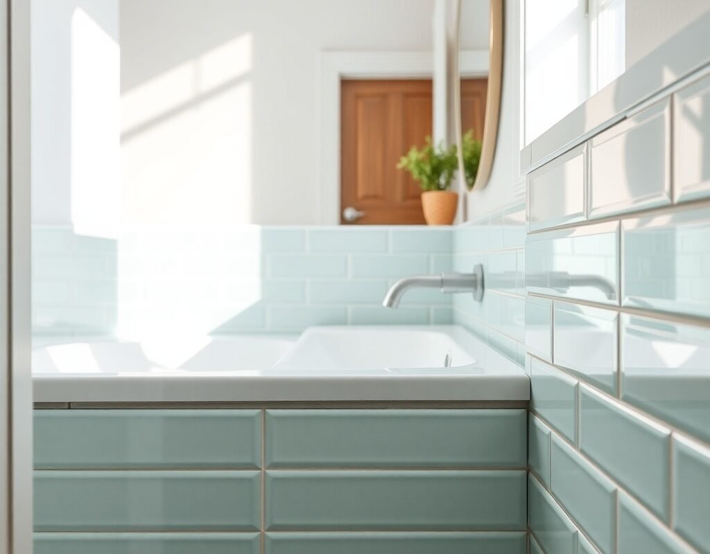 soft mint subway tiles