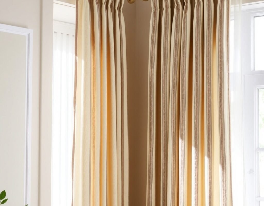 striped neutral curtains