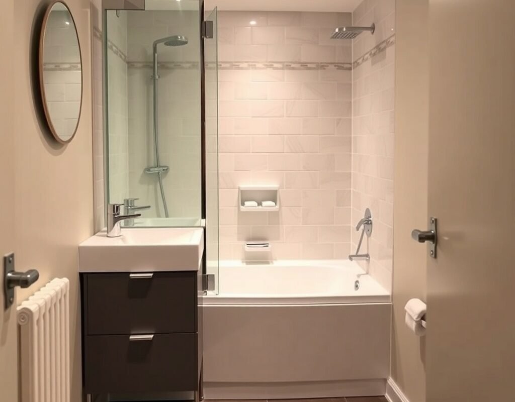 tub shower combo with slim vanity